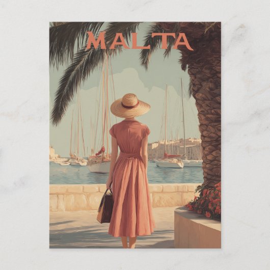 Malta 50s vintage travel briefkaart (Voorkant)