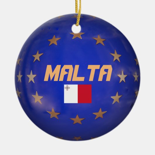 Malta - Aangepaste kerstversiering EU-vlag Keramisch Ornament (Voorkant)