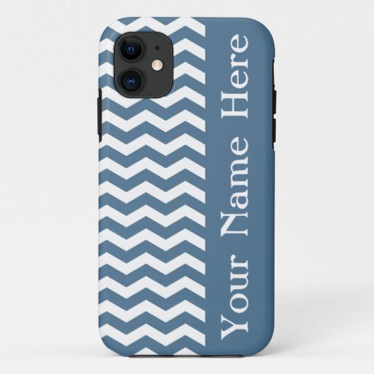 Malta Blue Wave Chevron met naam Case-Mate iPhone Case (Achterkant)