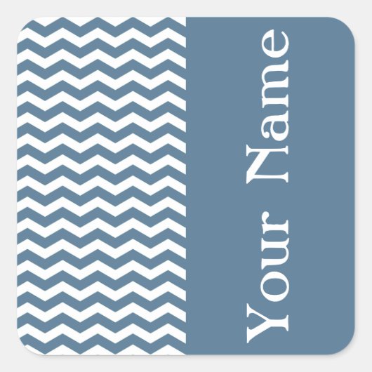 Malta Blue Wave Chevron met naam Vierkante Sticker (Voorkant)