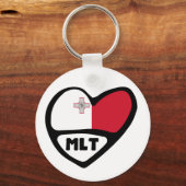 Malta Country Code Flag Heart Keyring, MLT Sleutelhanger (Voorkant)