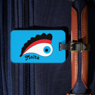 Malta Dubbelzijdige Vissende boot Lucky Eye Bagagelabel