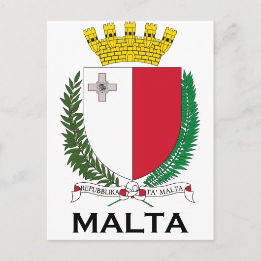 MALTA - embleem/wapen/symbool/vlag Briefkaart (Voorkant)