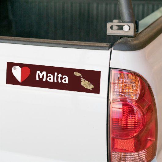 Malta Flag Heart + Map Bumpersticker (Op Truck)