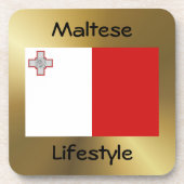 Malta Flag+Text Onderzetter (Voorkant)