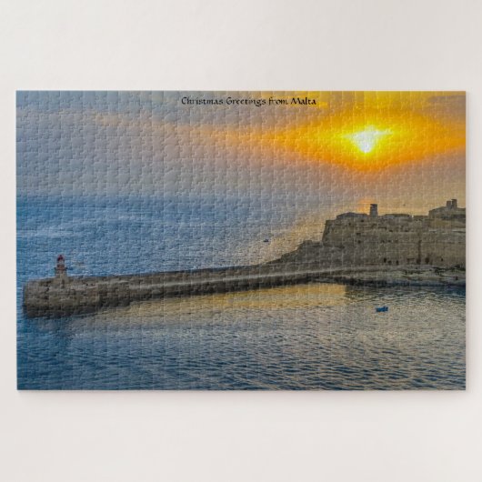 Malta Harbour Sunset. Jigzaag Puzzle Legpuzzel (Horizontaal)