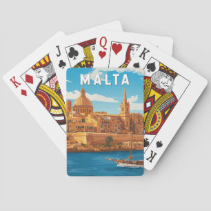 Malta Illustratie Reis Kunst Vintage Pokerkaarten