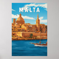 Malta Illustratie Reis Kunst Vintage