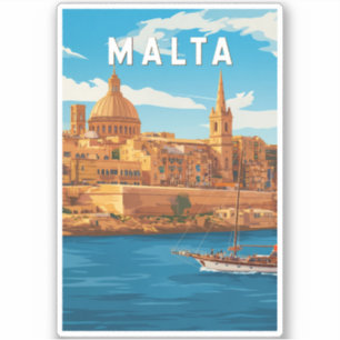 Malta Illustratie Reis Kunst Vintage Sticker