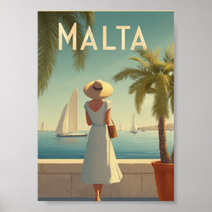 Malta jaren 50 vintage poster
