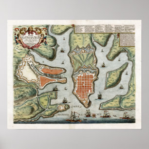 Malta - kaart 1725 poster