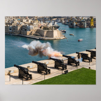 Malta-kanonvuur Saluting Battery Valletta Poster