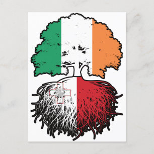 Malta Maltese Irish Ireland Tree Roots Flag Briefkaart