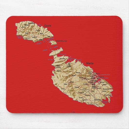 Malta Map Mousepad Muismat (Voorkant)
