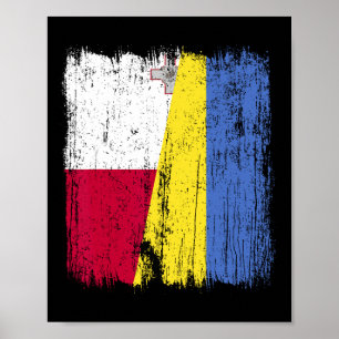 Malta Oekraine Half Vlag Maltees Oekraïens Erfgoed Poster