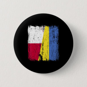 Malta Oekraine Halfvlag Maltees Oekraïens erfgoed Ronde Button 5,7 Cm