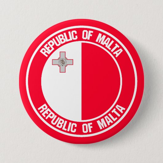 Malta Round Emblem Ronde Button 7,6 Cm (Voorkant)