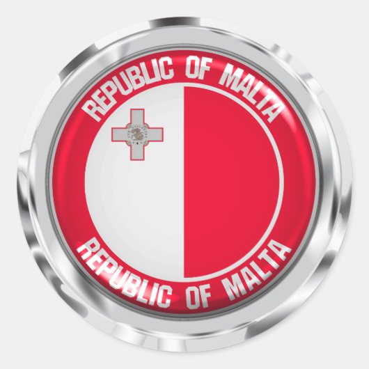 Malta Round Emblem Ronde Sticker (Voorkant)