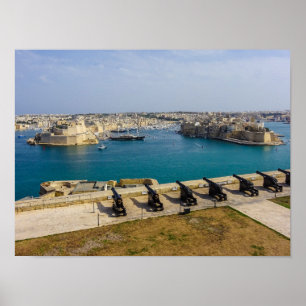 Malta Saluting Battery-kanonnen Grand Harbour Poster