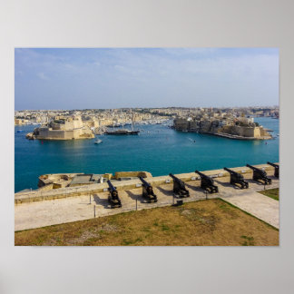 Malta Saluting Battery-kanonnen Grand Harbour Poster