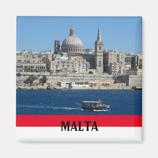 Malta Scene of Valletta en Harbour Souvenir Magneet (Voorkant)