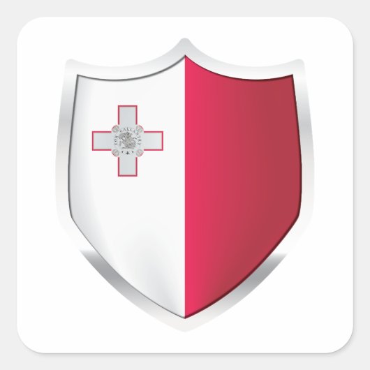 Malta Silver Shield Flag Vierkante Sticker (Voorkant)