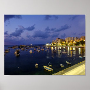 Malta St. Paul's Bay Nachtfotografie Poster