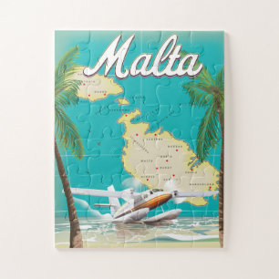 Malta strand- en kaartreisposter legpuzzel