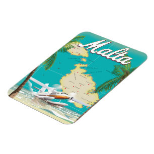 Malta strand- en kaartreisposter magneet