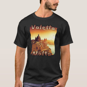 Malta Valletta Rode Kleuren Binnenstad Grunge T-shirt