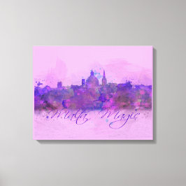 Malta Valletta Violet Coastline Waterverf Canvas Afdruk