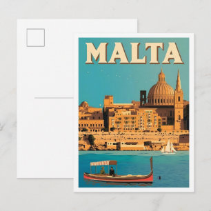 Malta Vintage Kunst Reizen Briefkaart