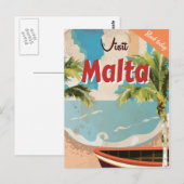 Malta Vintage Travel Poster. Briefkaart (Voorkant / Achterkant)