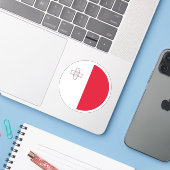 Malta Vlag Ronde Sticker (Laptop met iPhone)