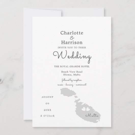 Malta Wedding Destination Invitation Kaart (Voorkant)