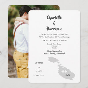 Malta Wedding Destination Photo Invitation Kaart