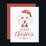 Maltais aquarelle à Santa Hat Carte de Noël<br><div class="desc">Joyeux Noël! Envoyez vos souhaits de vacances à votre famille et à vos amis avec cette carte de Noël personnalisable. Il présente un Maltais aquarelle portant un chapeau de Père Noël. Personnalisez cette jolie carte de Noël en ajoutant vos détails. Cette carte de Noël pour chien maltais est disponible sur...</div>