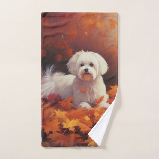 Maltais en automne Feuilles automne Inspiration (Serviette à main)