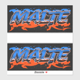 Malte prénom nom graffiti autocollant sticker