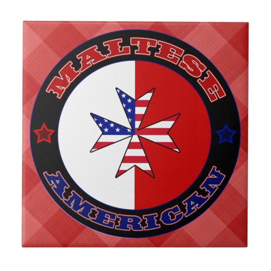 Maltees American Cross Ensign Ceramic Tegel Tegeltje (Voorkant)
