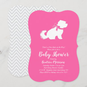 Maltees Baby shower Roze meisje Kaart