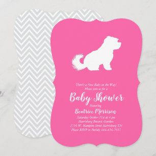 Maltees Baby shower Roze meisje Kaart