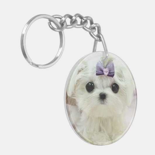 Maltees Baby Sleutelhanger (Voorkant Links)