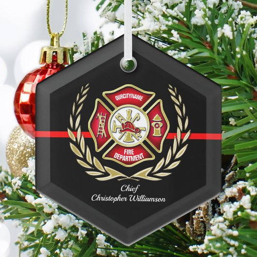 Maltees Cross Personalized Firefighter Ornament