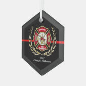 Maltees Cross Personalized Firefighter Ornament (Voorkant links)