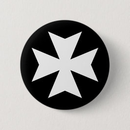 Maltees Cross White pin #1 Ronde Button 5,7 Cm