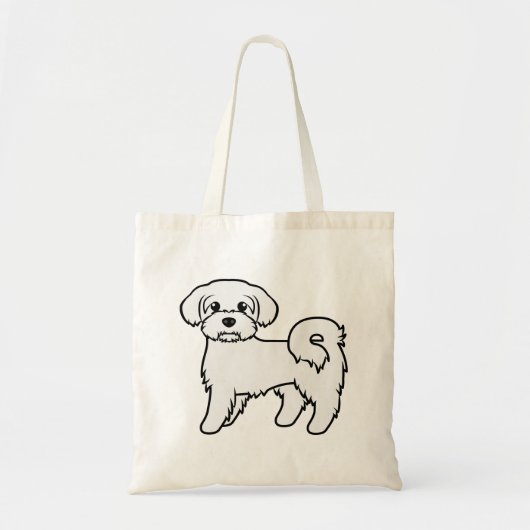 Maltees Cute Cartoon Dog Illustratie Tote Bag (Voorkant)