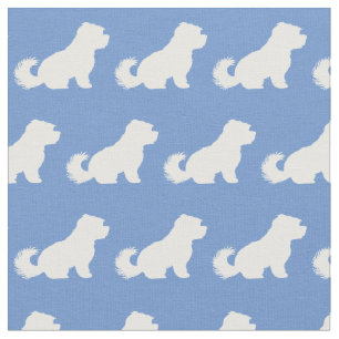 Maltees Dog Silhouette Pet Light Blue Stof