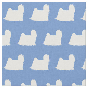 Maltees Dog Silhouette Pet Light Blue Stof