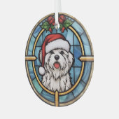 Maltees Glas in lood Kerst Glas Ornament (Voorkant links)